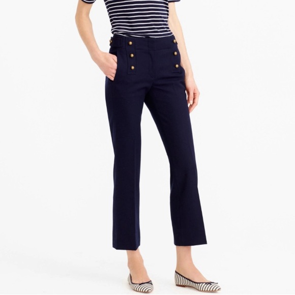 J. Crew Navy Wool Teddy Sailor Pants Crop - Picture 1 of 5